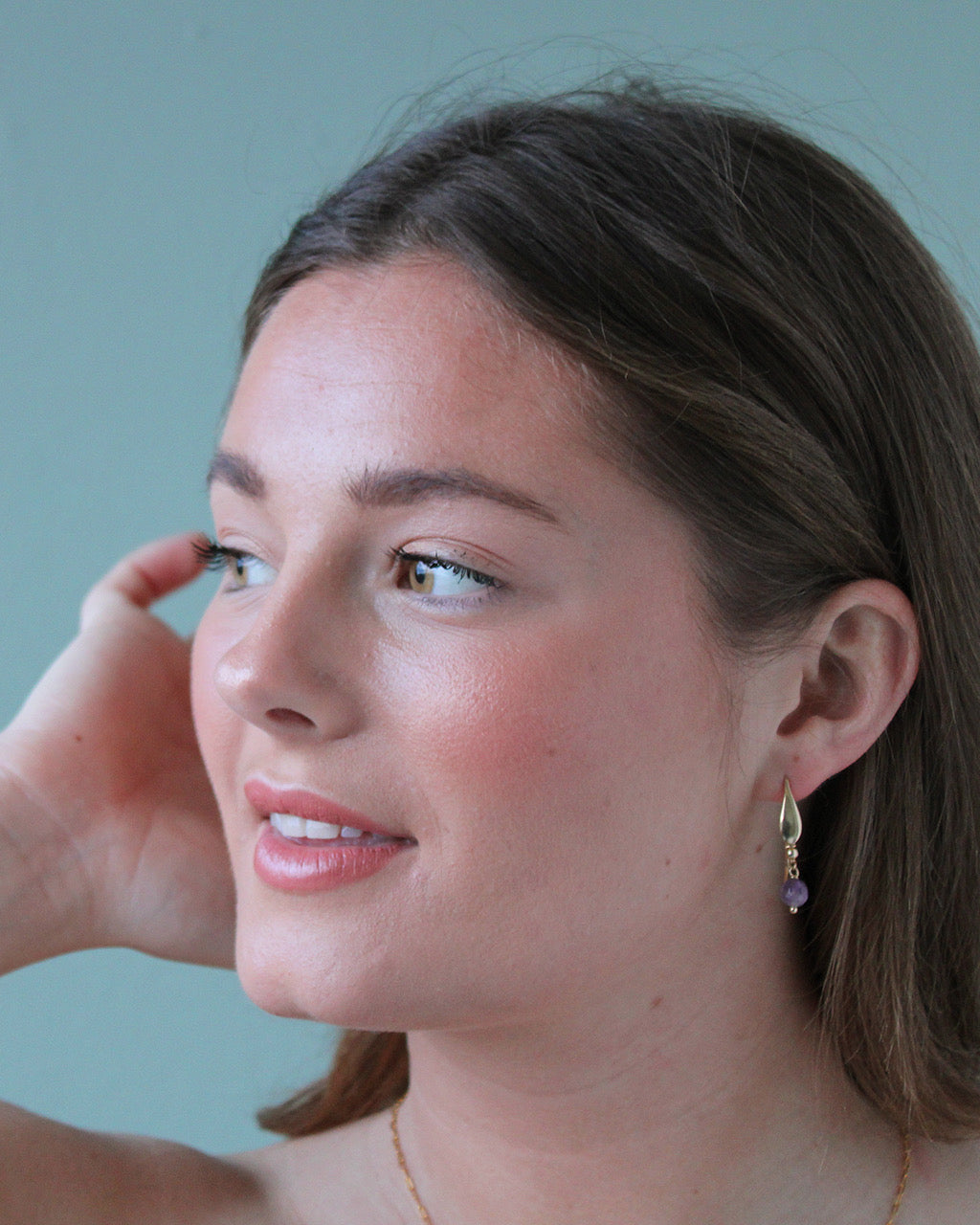 Eluna Earrings  14K Gold Plated 925 Sterling Silver with Amethyst