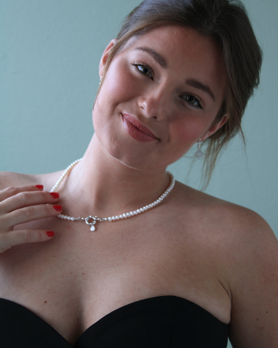Nerina Pearl Necklace Cultured Pearls with Sterling Silver Toggle & Shell Charm