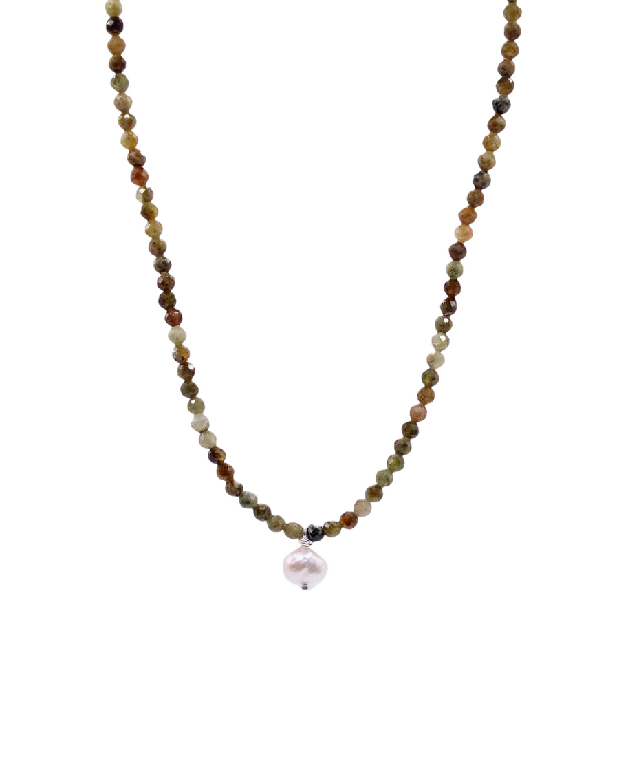 Oshun Natural Green Garnet & Pearl Necklace