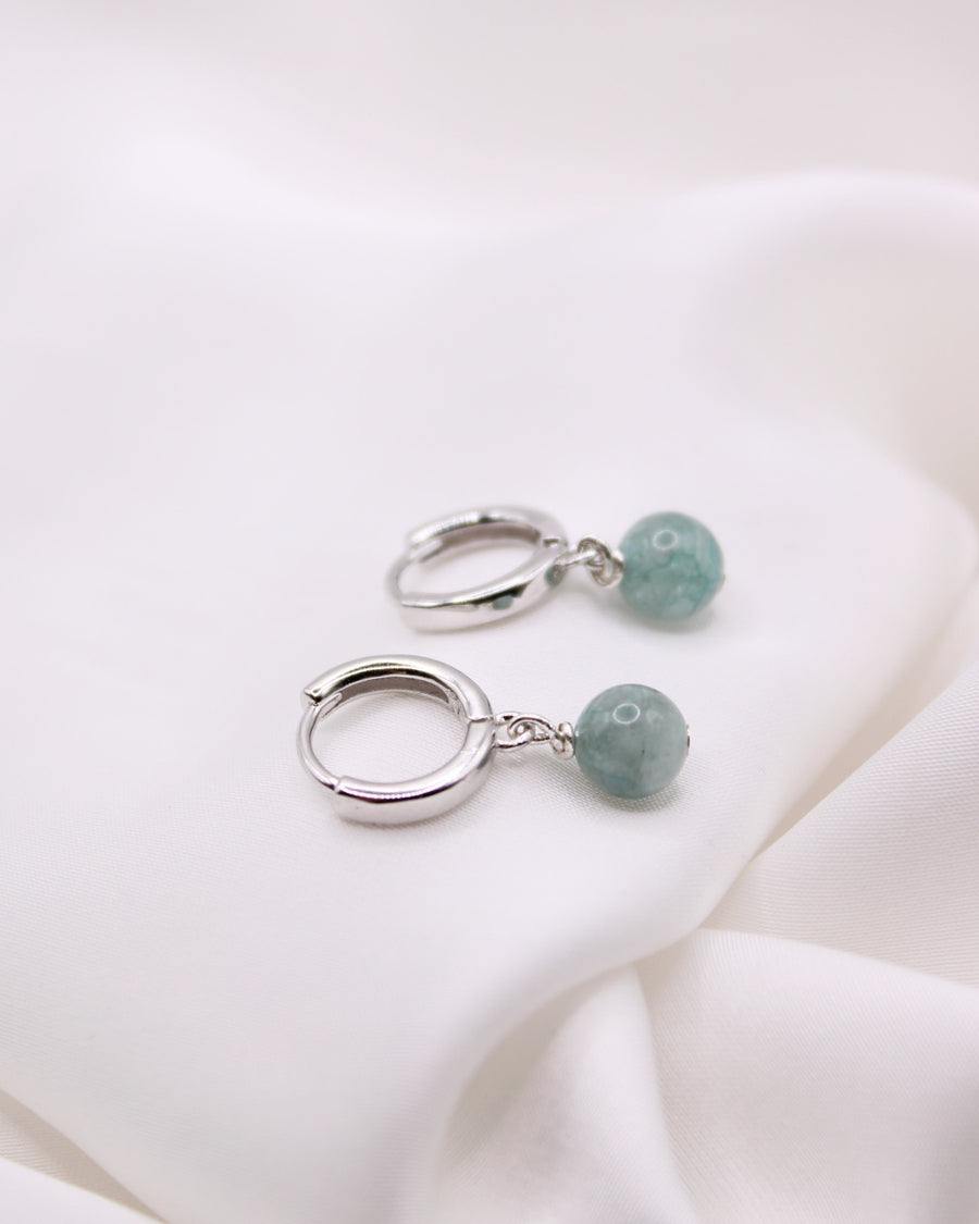 Mae Burmese Jade & 925 Sterling Silver Hoop Earrings