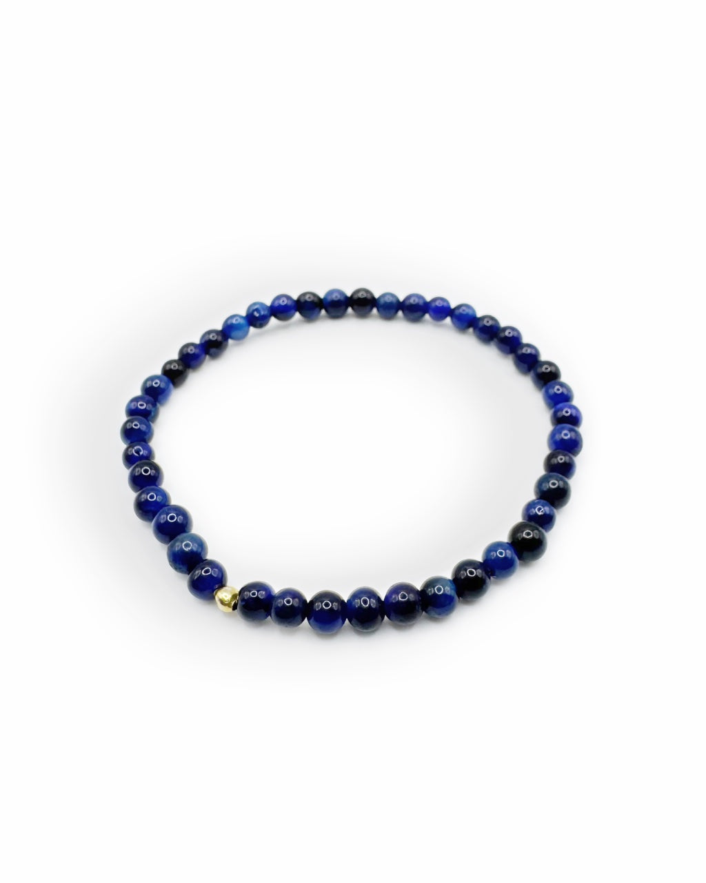 Natural Lapis Lazuli & Gold-Plated Silver Bracelet (4mm)